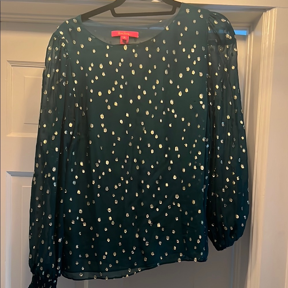 Lilly Pulitzer Green Long Sleeve Blouse with Relaxed Fit
